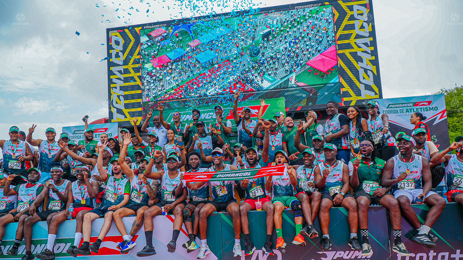 LR235 LED roadshow truck in Angola used for sports event with stage and live broadcast screen